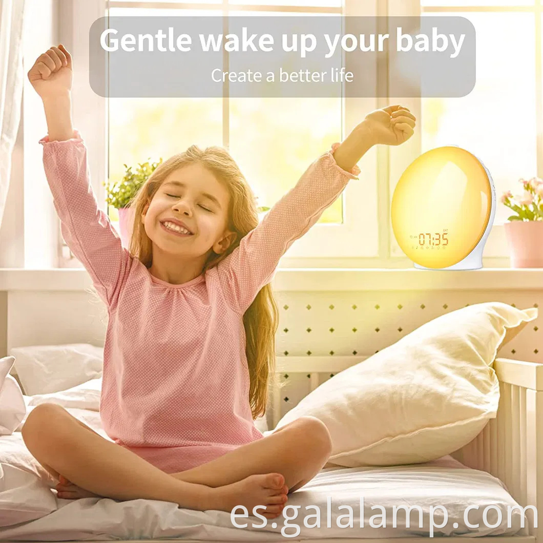 Despertador de la mañana radiante con radio FM y luz nocturna relajante